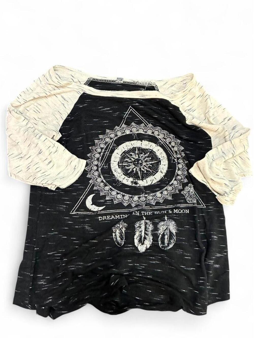 Women's Black and Multi Crop-top